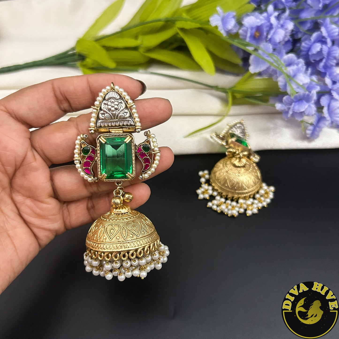 Mugdha Fusion Jhumka - Earring -["Diva Exclusive","Earring","featured","moissanite"] - Divahive