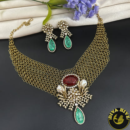 Zeenat Necklace - Necklace -["Diva Exclusive","Doublet","Kundan","moissanite","Necklace"] - Divahive