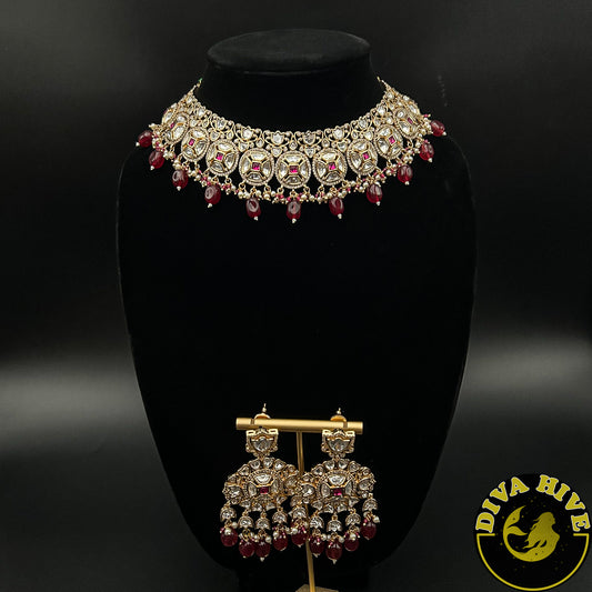 Beautiful Kundan Necklace| Semi Bridal and Party Wear Necklace - Necklace -Diva Exclusive, Kundan, Necklace - Divahive