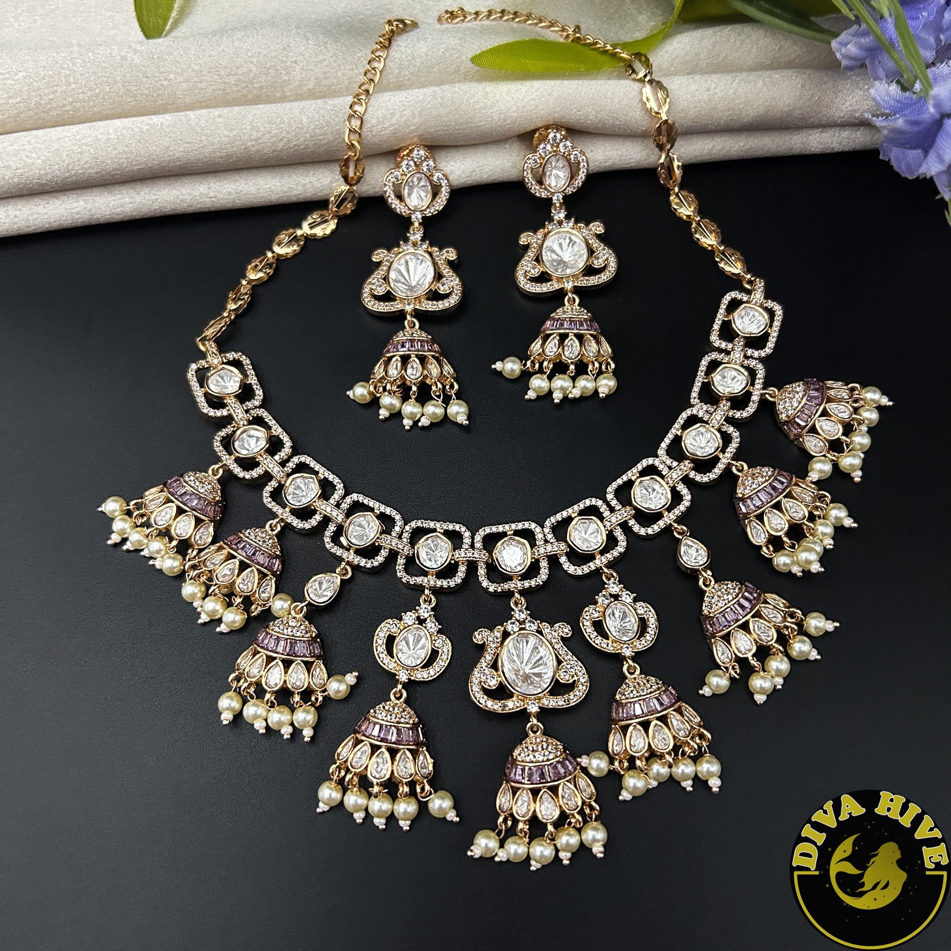 Zeenat Choker - Necklace -["Diva Exclusive","Doublet","Kundan","moissanite","Necklace"] - Divahive