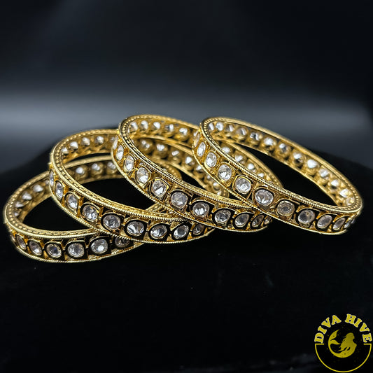 Premium Kundan 4pc Bangle - Bangle -Bangle, Kundan - Divahive