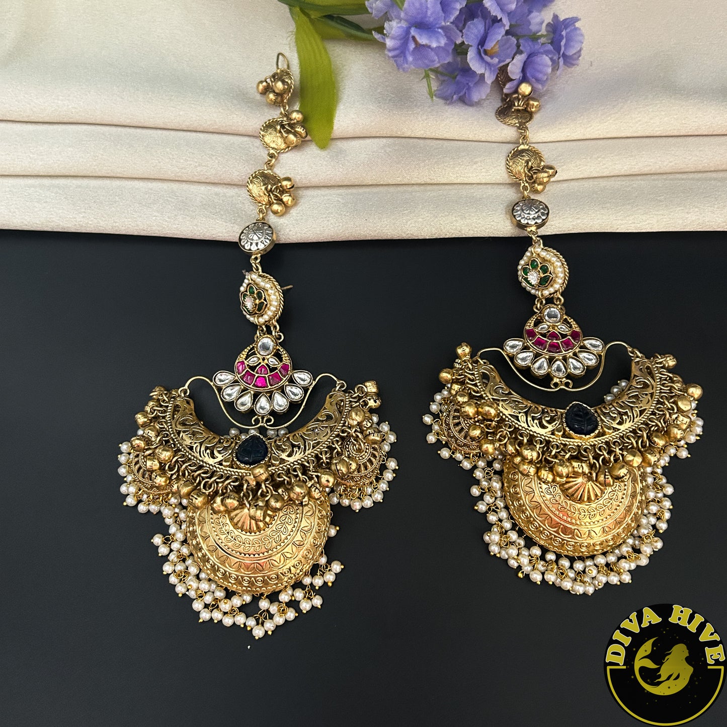 Ruhaani KaanChain Jhumka - Earring -["925Silver","Diva Exclusive","Earring","featured","Fusion","Silver"] - Divahive