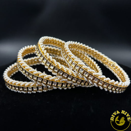 Premium Kundan 4pc Bangle - Bangle -Bangle, Kundan - Divahive