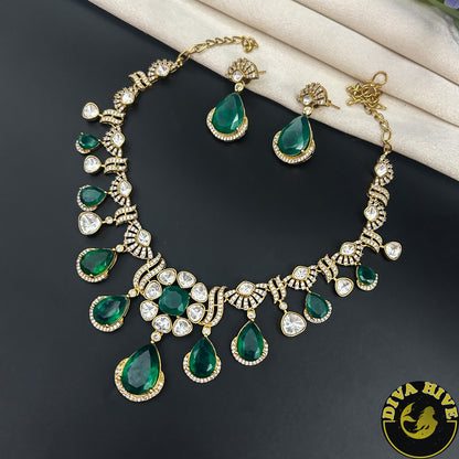 Zoha Moissanite and Doublet  Necklace - Necklace -["Diva Exclusive","Doublet","Kundan","moissanite","Necklace"] - Divahive