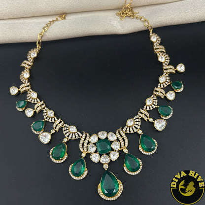 Zoha Moissanite and Doublet  Necklace - Necklace -["Diva Exclusive","Doublet","Kundan","moissanite","Necklace"] - Divahive