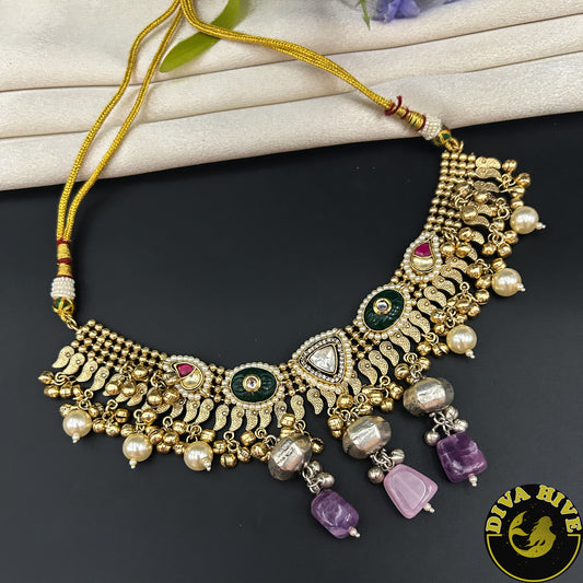 Suhani Gorgeous Fusion Silver Choker | Tribal Jewellery - Necklace -["925Silver","Diva Exclusive","Hasuli","Necklace","Silver"] - Divahive