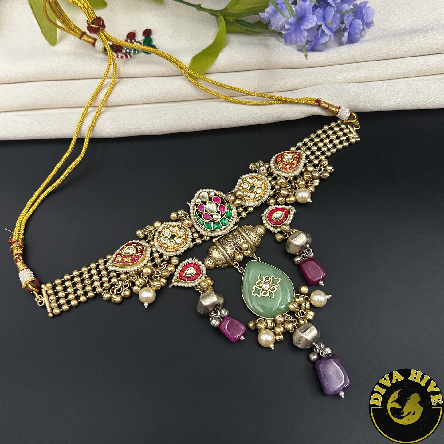 Ruhani Gorgeous Fusion Silver Choker | Tribal Jewellery - Necklace -["925Silver","Diva Exclusive","Hasuli","Necklace","Silver"] - Divahive