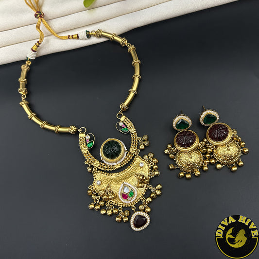 Mugdha Fusion Hasli Style Necklace - Necklace -["Diva Exclusive","Kundan","Necklace"] - Divahive