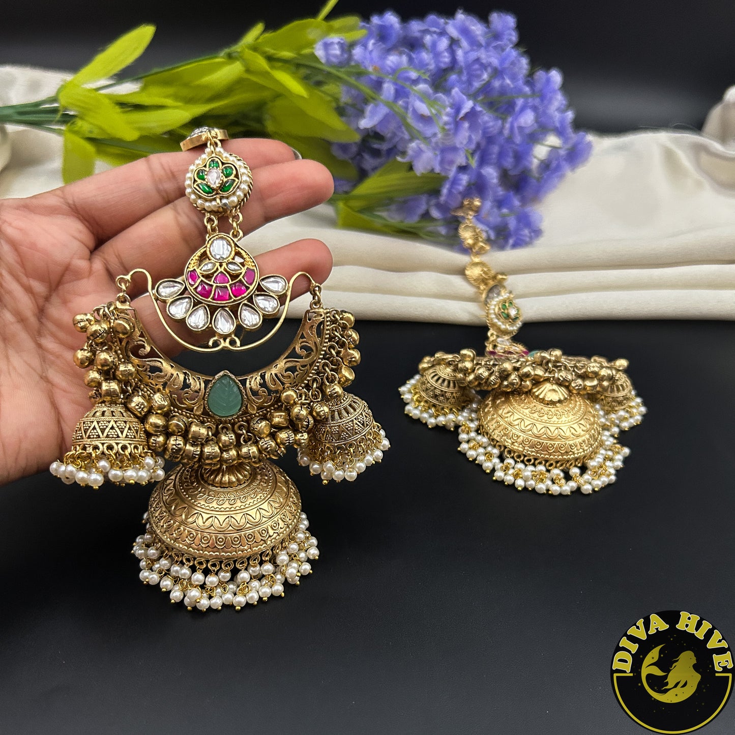 Ruhaani KaanChain Jhumka - Earring -["925Silver","Diva Exclusive","Earring","featured","Fusion","Silver"] - Divahive