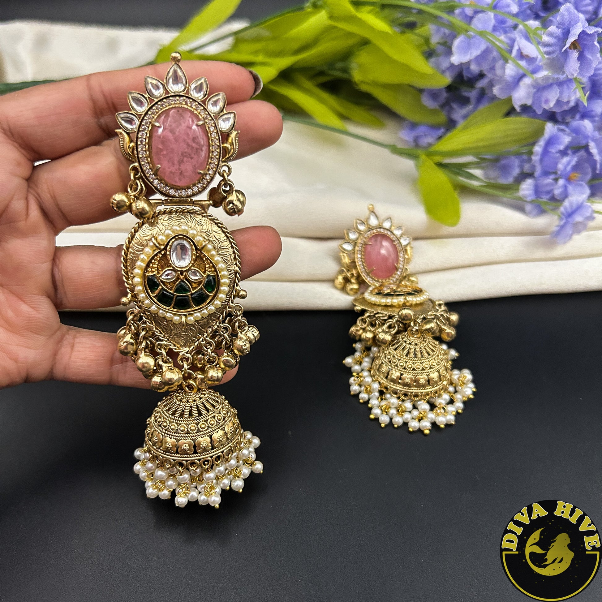 Zoha Statement Earring Jhumka - Earring -Diva Exclusive, Earring, featured, moissanite - Divahive