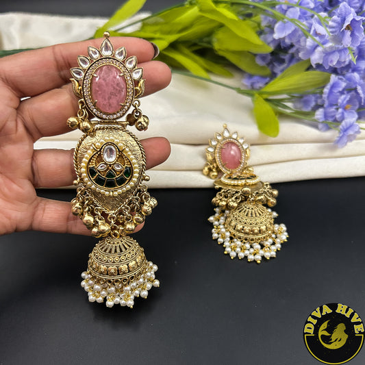 Zoha Statement Earring Jhumka - Earring -Diva Exclusive, Earring, featured, moissanite - Divahive