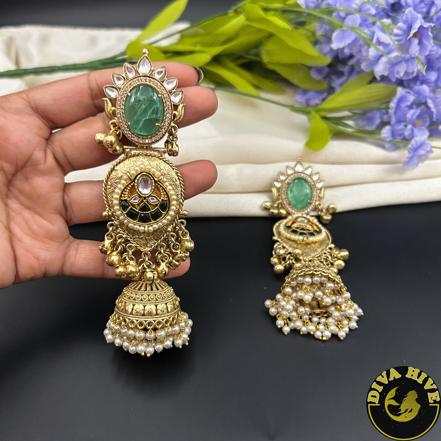 Zoha Statement Earring Jhumka - Earring -Diva Exclusive, Earring, featured, moissanite - Divahive