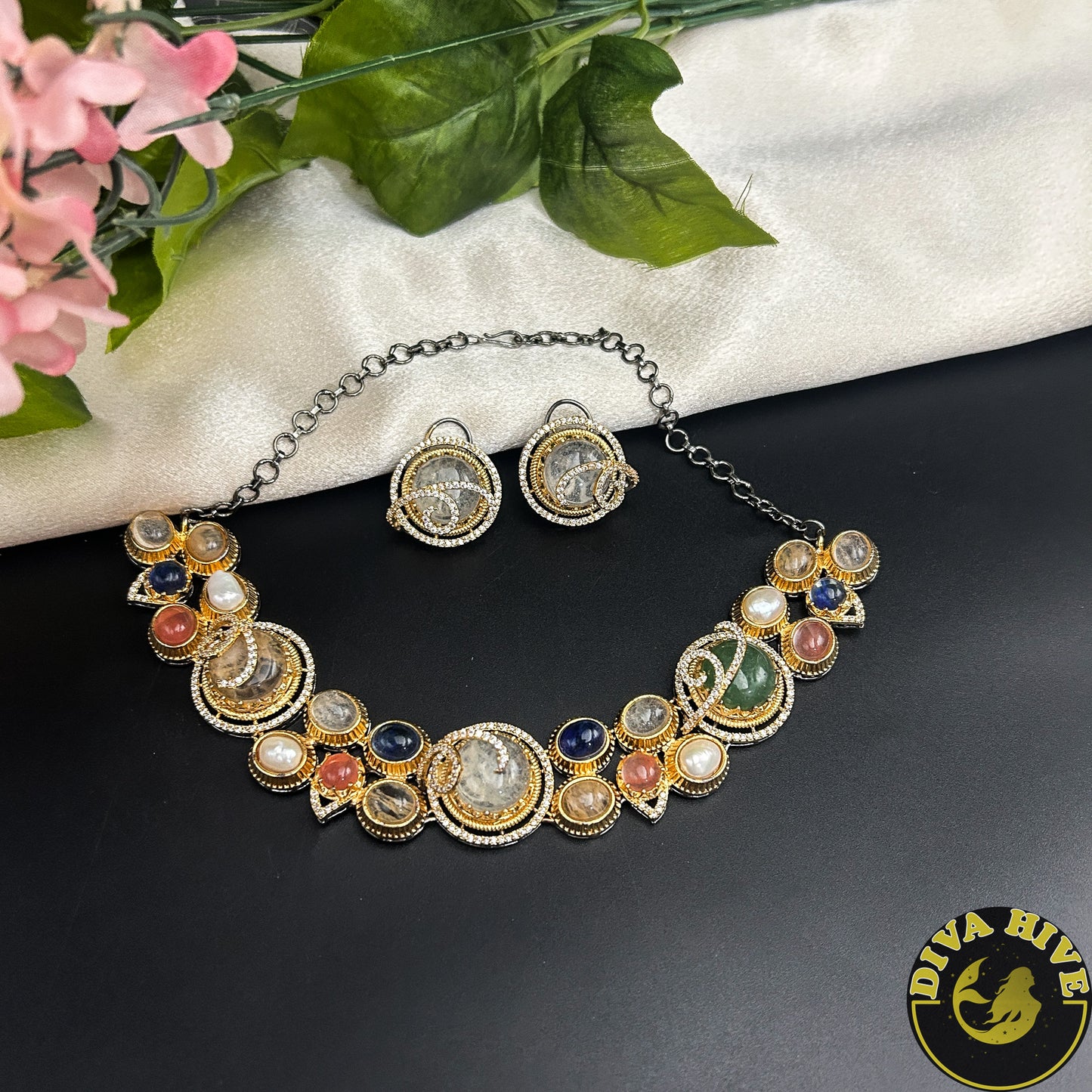 Fidaa Sabyasachi Inspired Necklace - Necklace -["Diva Exclusive","Doublet","featured","moissanite","Necklace"] - Divahive