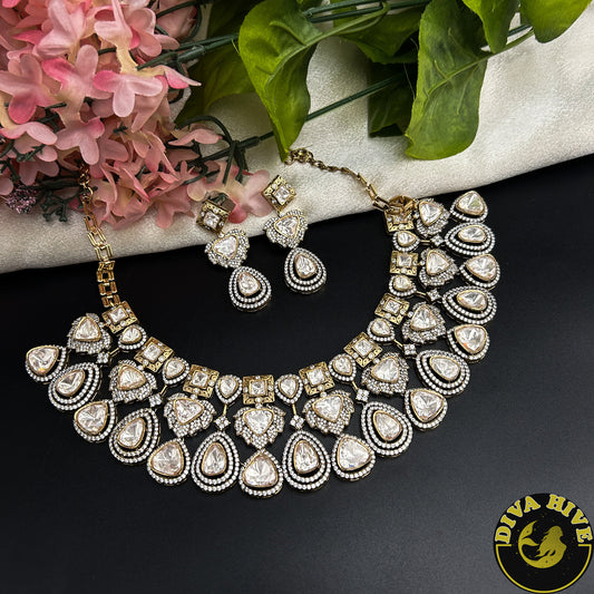 Pashmina Moissanite Polki Necklace Set /Design-2