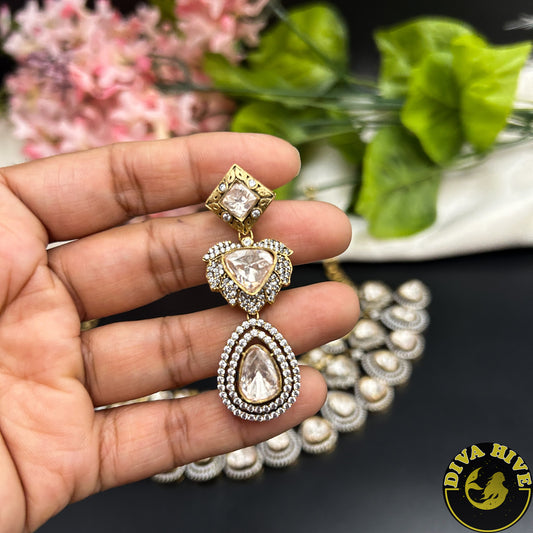 Pashmina Moissanite Polki Necklace Set /Design-2