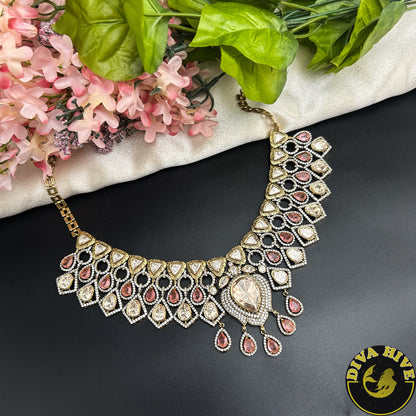 Pashmina Moissanite Polki Necklace Set /Design-1