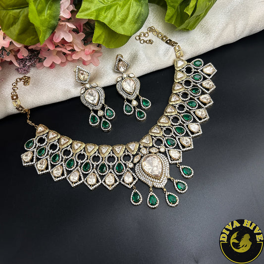 Pashmina Moissanite Polki Necklace Set /Design-1