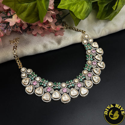 Ruhani Moissanite Polki Necklace Set