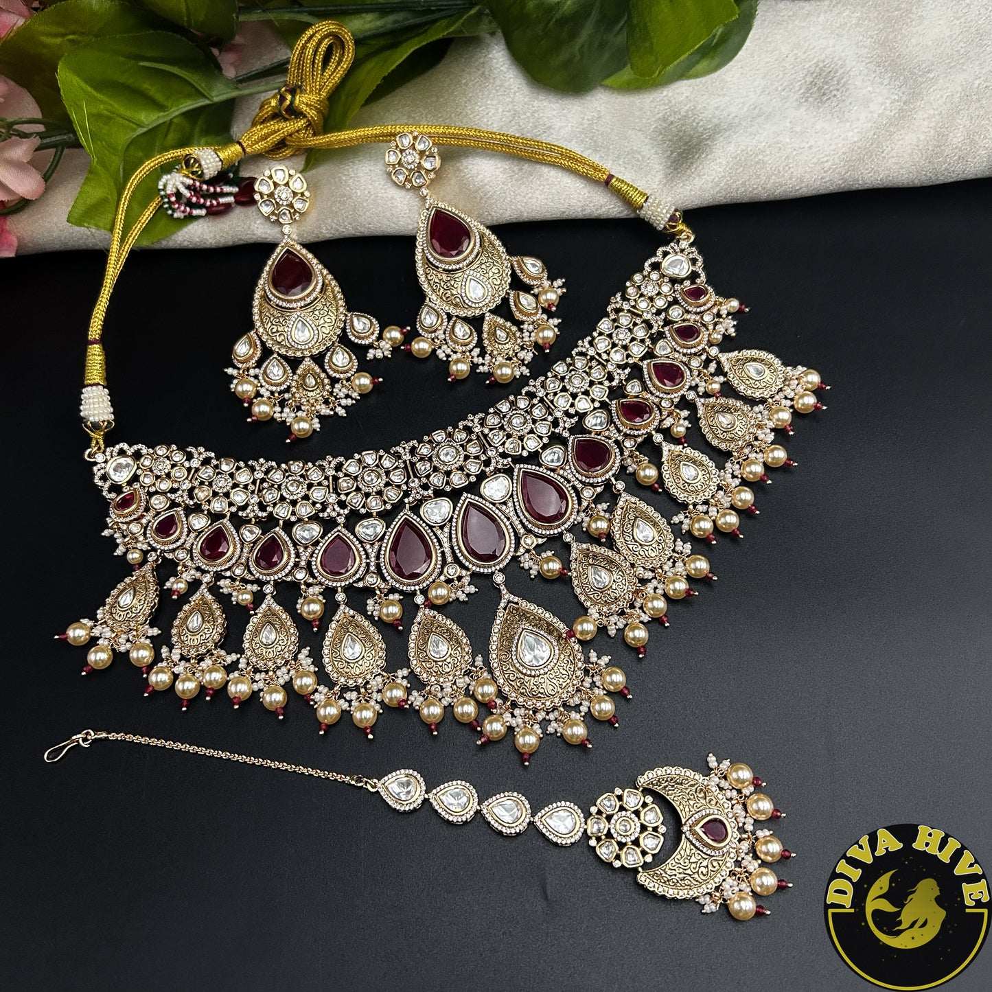 Ruhani Kundan Necklace -  -["24K Gold Plated","Diva Exclusive","featured","Kundan","Necklace"] - Divahive