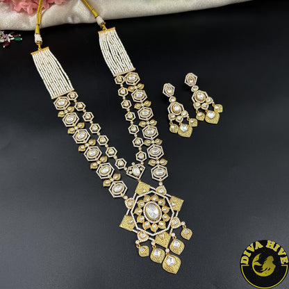 Noor Gold Plated Moissanite Polki Necklace Set