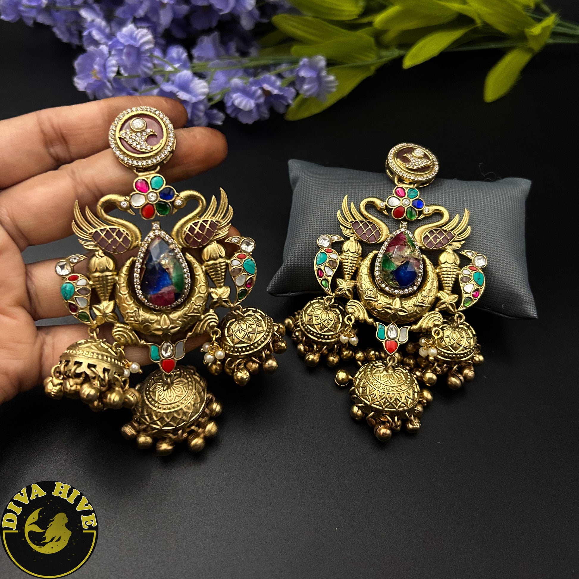 Adaa Fusion Jhumka Earring - Earring -Diva Exclusive, Doublet, Earring, featured, Fusion - Divahive