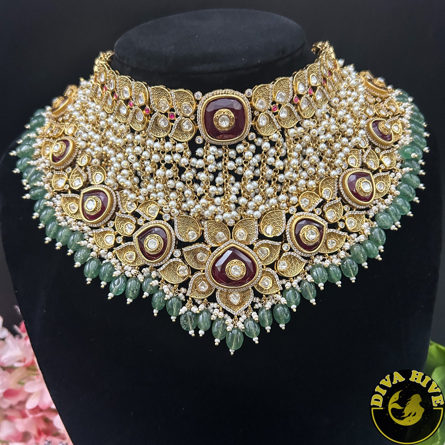 Noor 22K Gold Plated Moissanite Bridal/Semi Bridal Choker