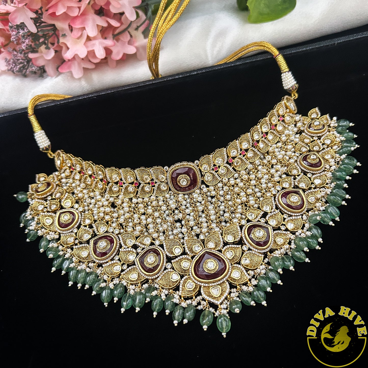 Noor 22K Gold Plated Moissanite Bridal/Semi Bridal Choker