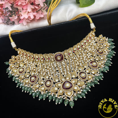 Noor 22K Gold Plated Moissanite Bridal/Semi Bridal Choker