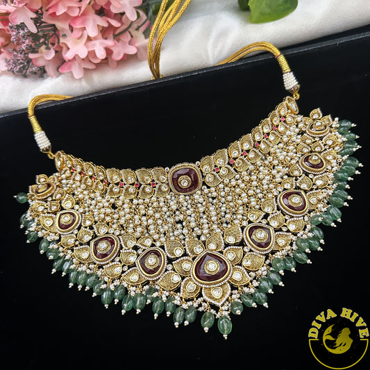 Noor 22K Gold Plated Moissanite Bridal/Semi Bridal Choker