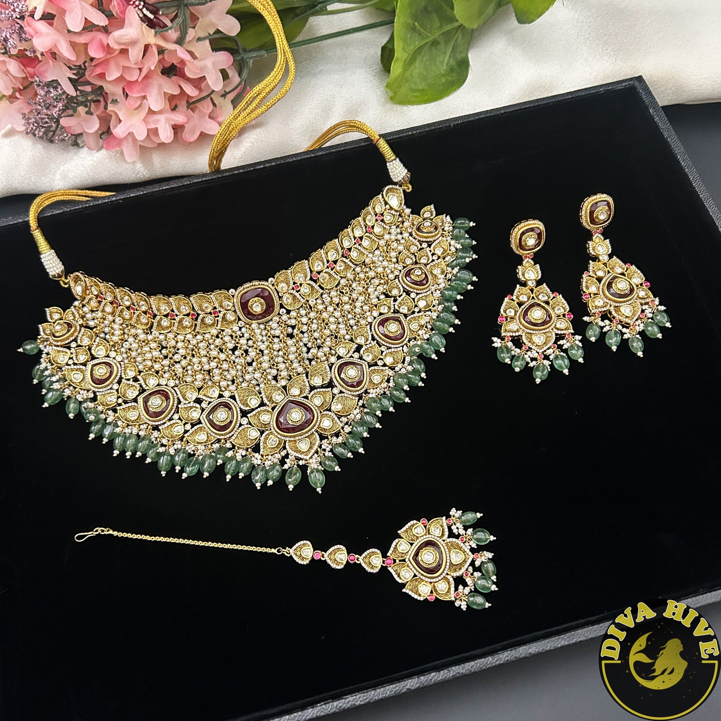 Noor 22K Gold Plated Moissanite Bridal/Semi Bridal Choker