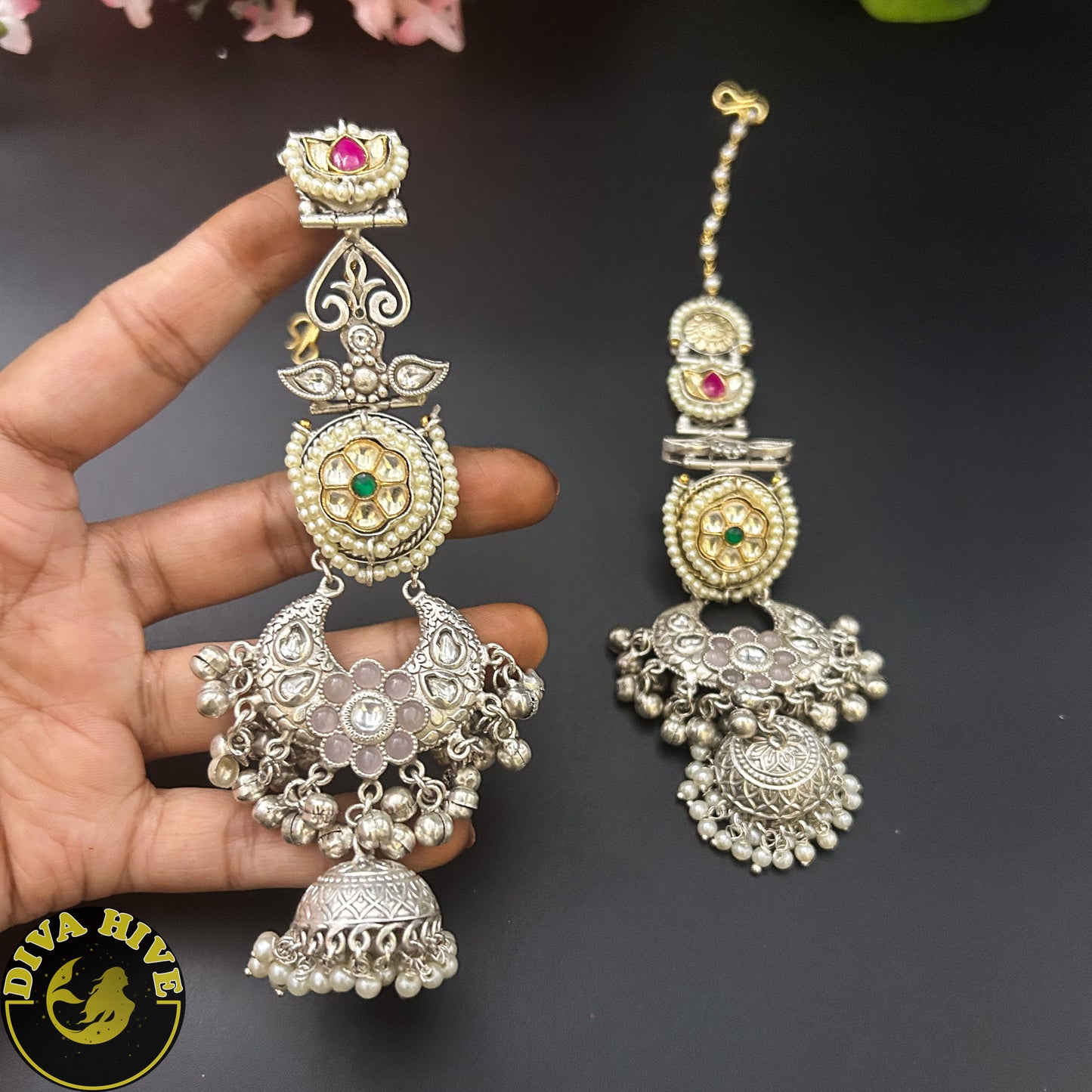 Chaahat Silver Jhumka - Earring -925Silver, Diva Exclusive, Earring, Fusion, Silver - Divahive