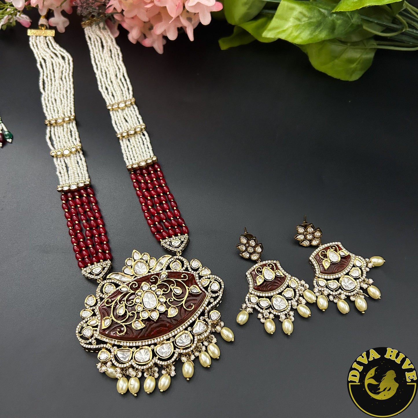 Surmai Necklace - Necklace -Diva Exclusive, Kundan, Meenawork, Necklace - Divahive