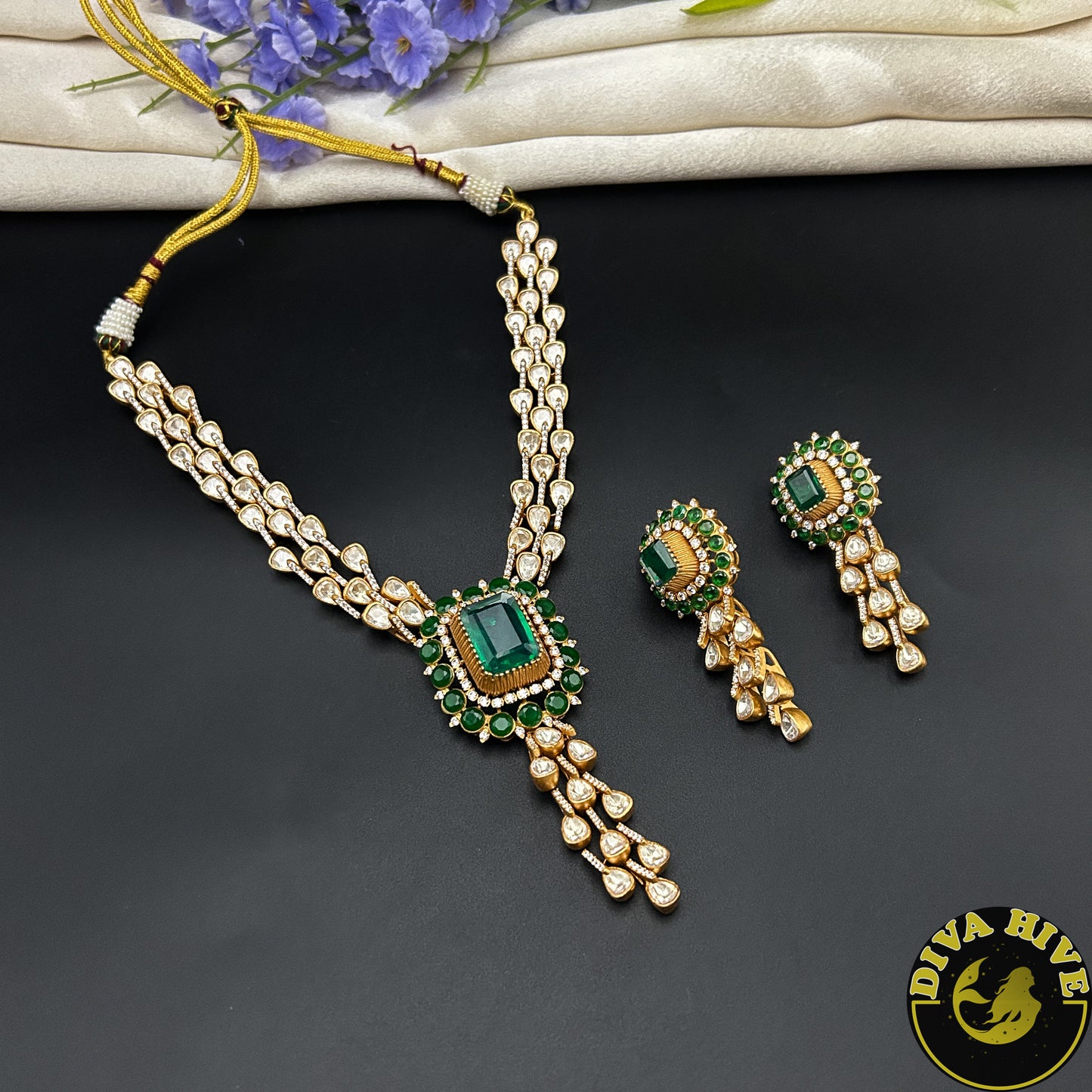 Noor 24K Gold Plated Moissanite Doublet Necklace