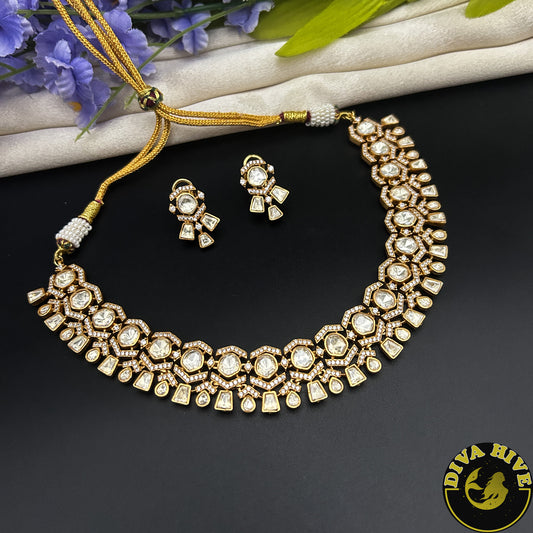 Raahat 24K Gold Plated Moissanite Doublet Necklace (Copy)
