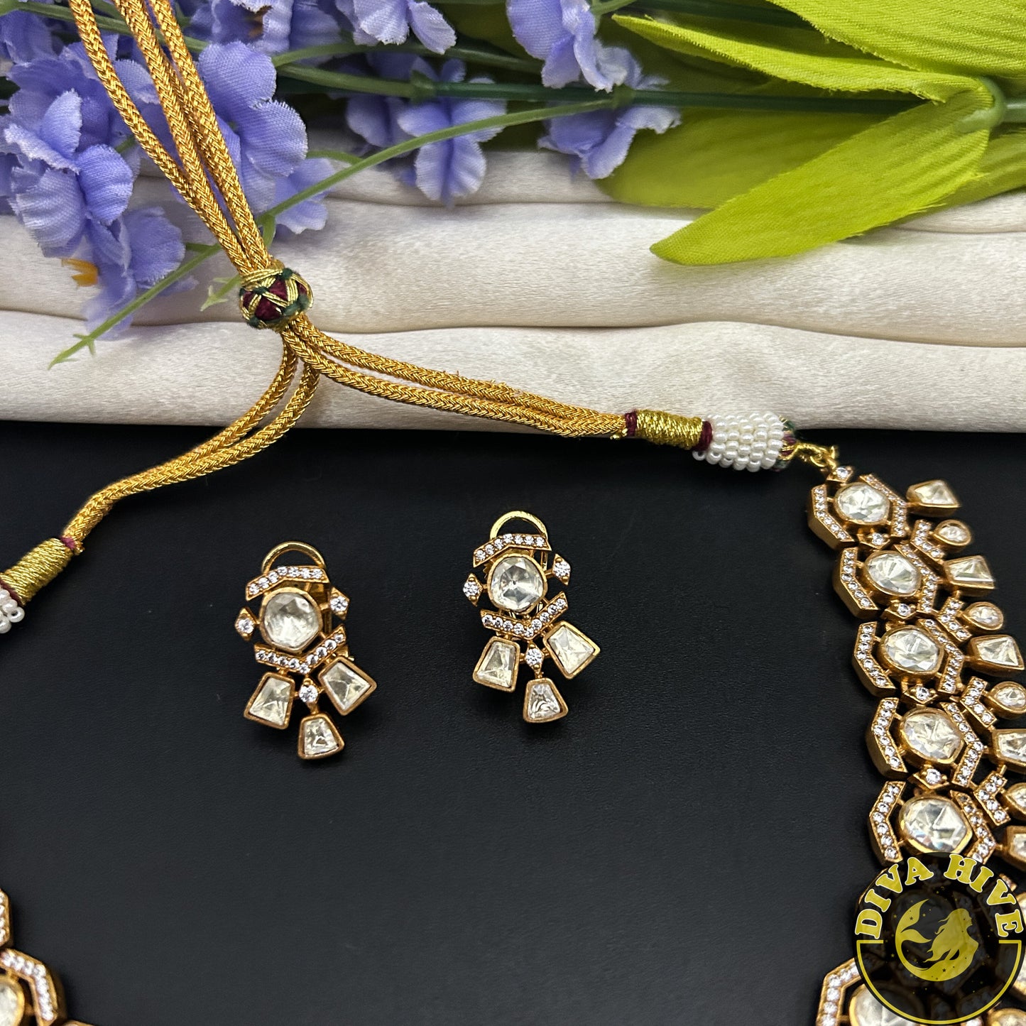 Raahat 24K Gold Plated Moissanite Doublet Necklace (Copy)