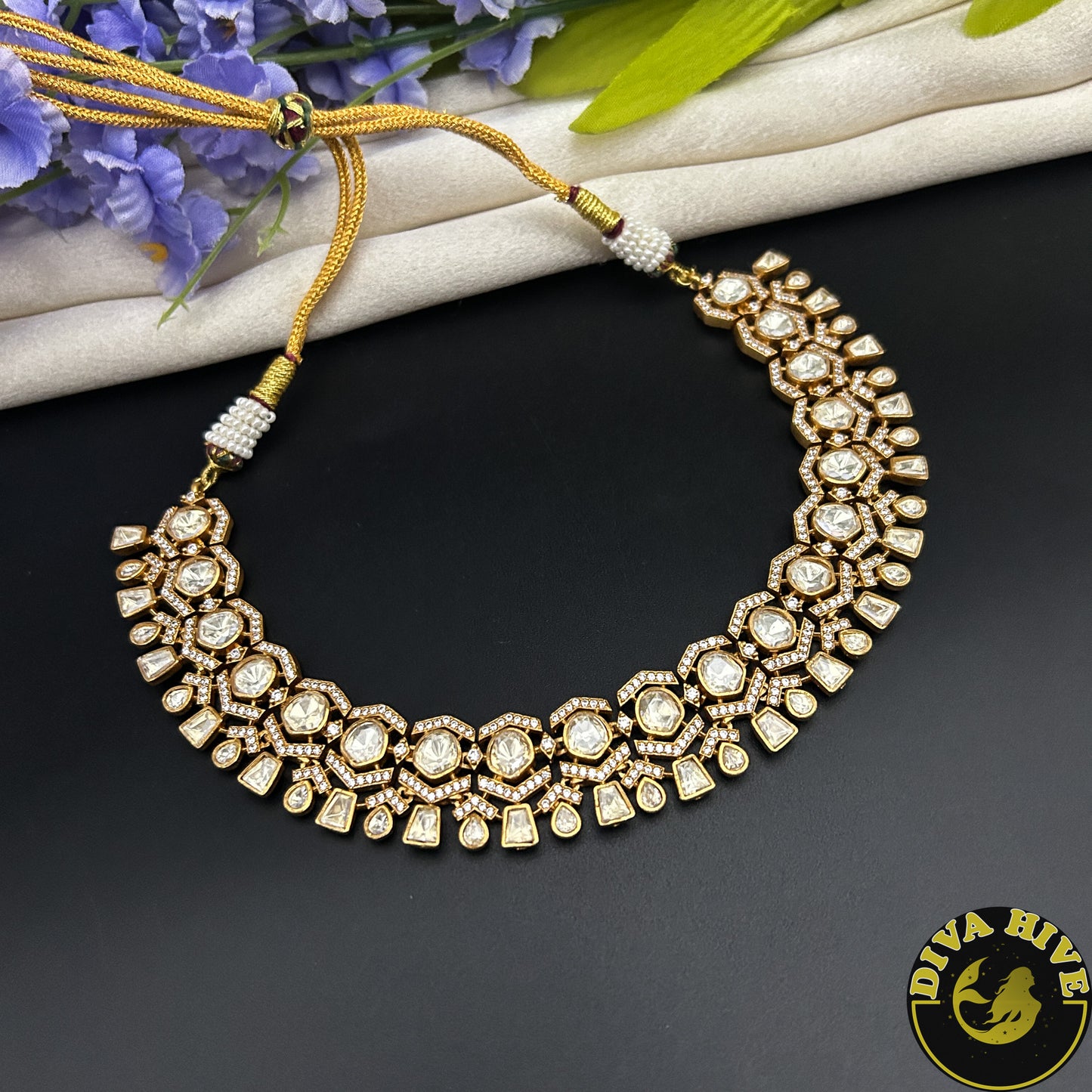 Raahat 24K Gold Plated Moissanite Doublet Necklace (Copy)