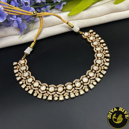 Raahat 24K Gold Plated Moissanite Doublet Necklace (Copy)