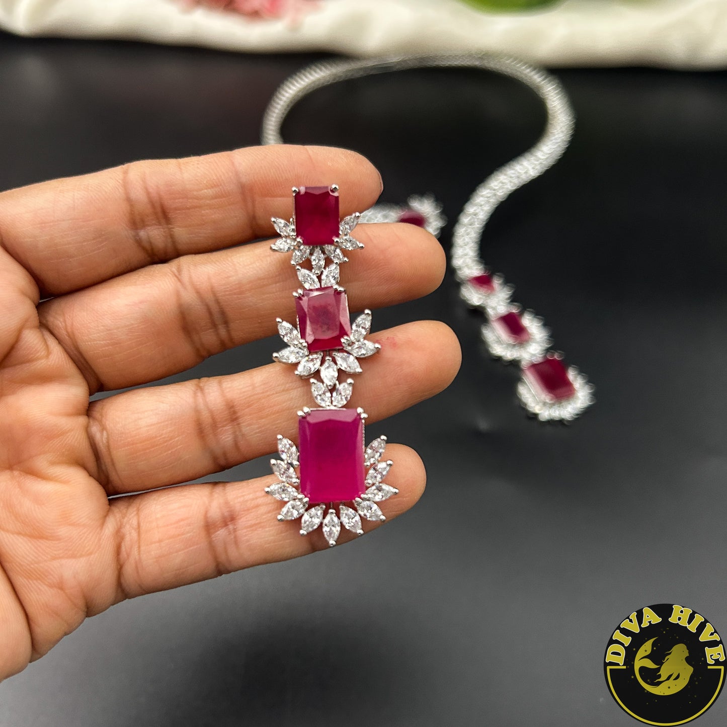 Kaynaat AD/CZ Lion Hasli - Necklace -AD/CZ, Choker, Diva Exclusive, Necklace - Divahive