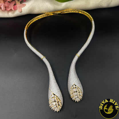 Kaynaat AD/CZ Dangling Hasli - Necklace -AD/CZ, Choker, Diva Exclusive, Necklace - Divahive