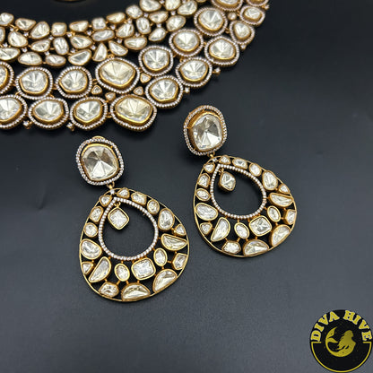 Kaynaat 22K Gold Plated Real Moissanite Bridal / Semi Bridal Necklace Set