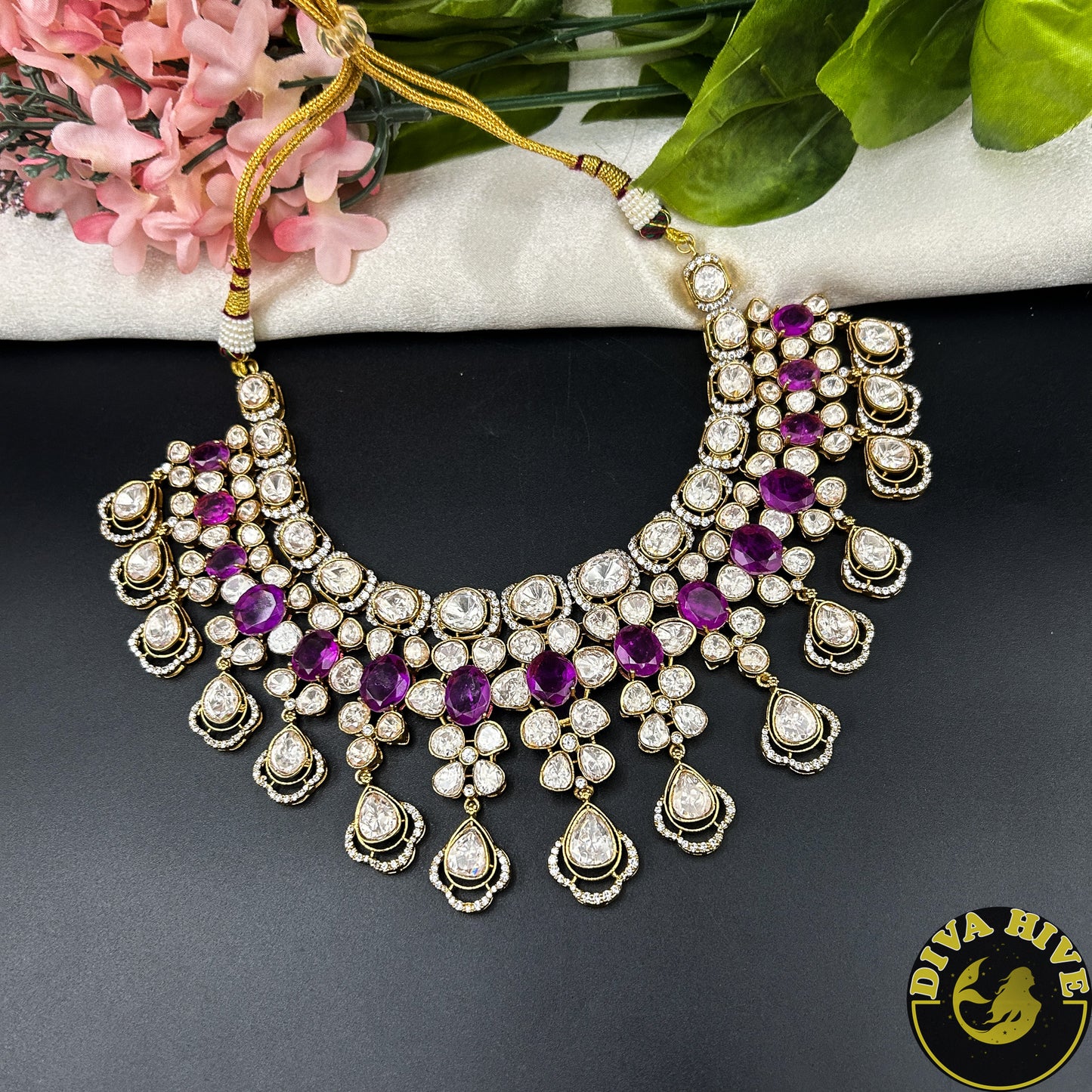 Sneh Moissanite Statement Necklace with Doublet