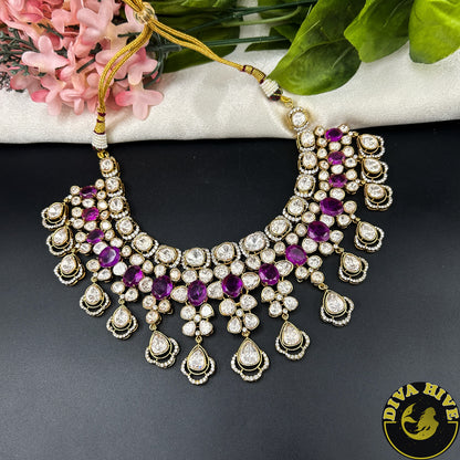 Sneh Moissanite Statement Necklace with Doublet