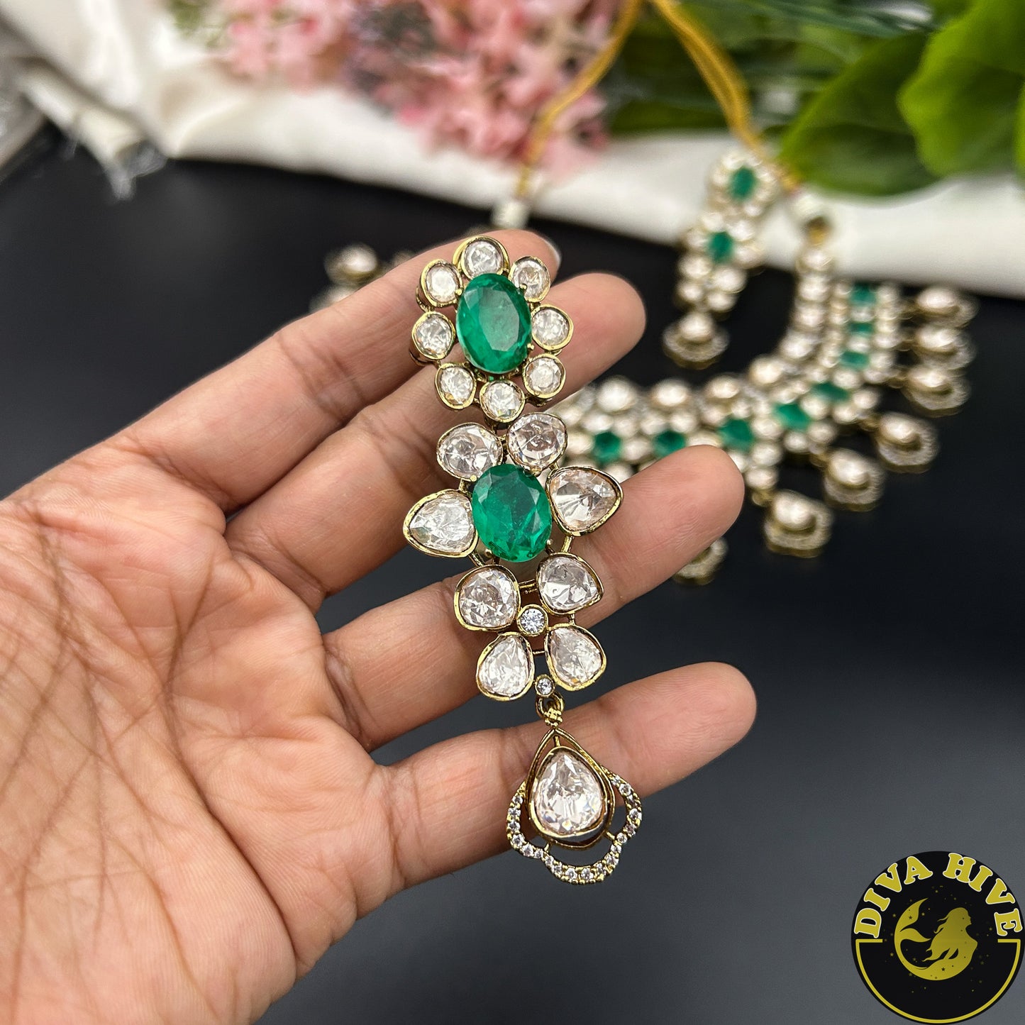 Sneh Moissanite Statement Necklace with Doublet