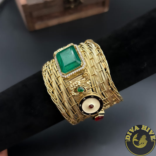 Gold Design Cuff | Doublet Bracelet | Designer Bracelet - Bracelet -Bracelet, Diva Exclusive, Doublet - Divahive