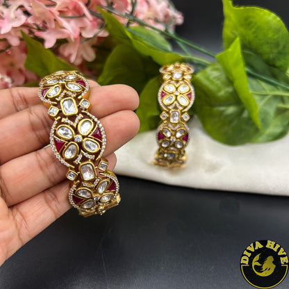 Pashmina Gold Plated Royal Foil Kundan Bangle