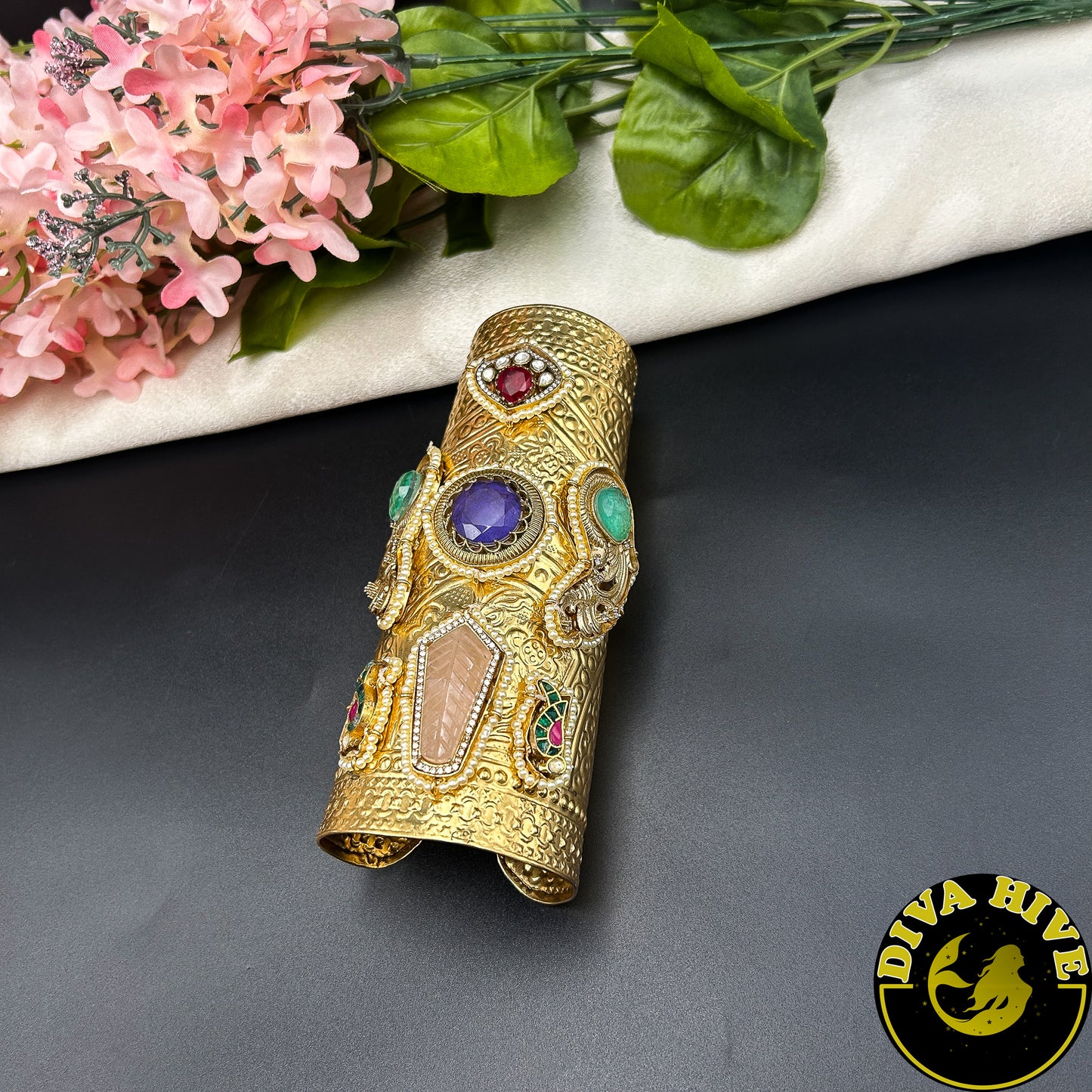 Adira Long Cuff - Bracelet -["Bracelet","Diva Exclusive","Doublet","featured","Fusion","moissanite"] - Divahive