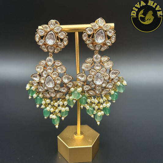 Moissanite Statement Earring | Diva Exclusive Earring | Designer Earring - Earring -Diva Exclusive, Earring, Kundan, moissanite - Divahive