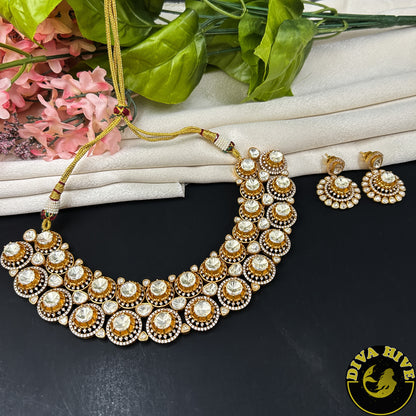Chahat 24K Gold Plated Moissanite Necklace Set