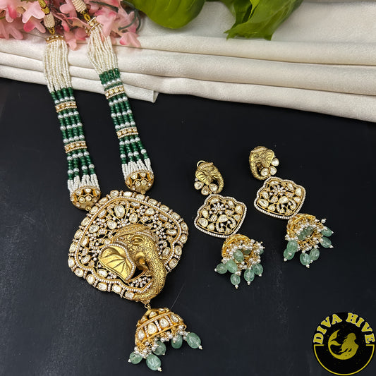 Kalakriti 22K Gold Plated Real Moissanite Long Necklace