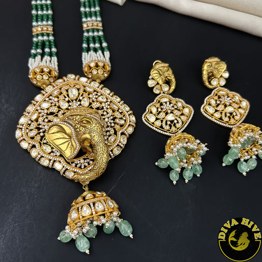Kalakriti 22K Gold Plated Real Moissanite Long Necklace